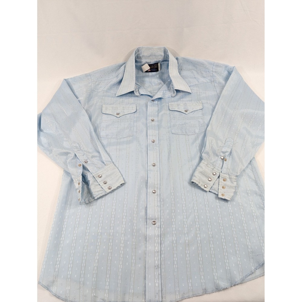 Panhandle Slim 17 1/2-35 Western Shirt USA Lightweight Satin feel Blue‎